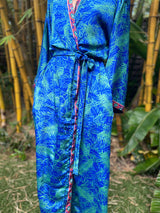 Vintage Kimono Blue Palms #1