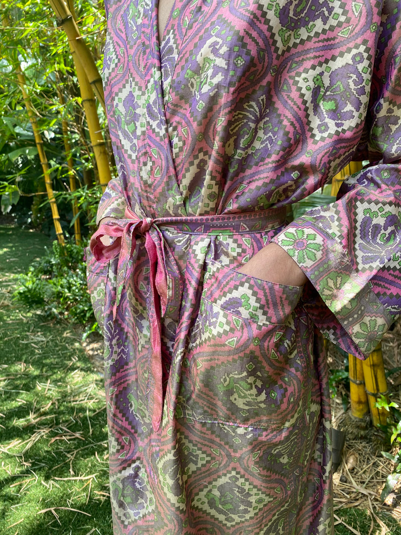 Vintage Kimono Purple Elephants #7