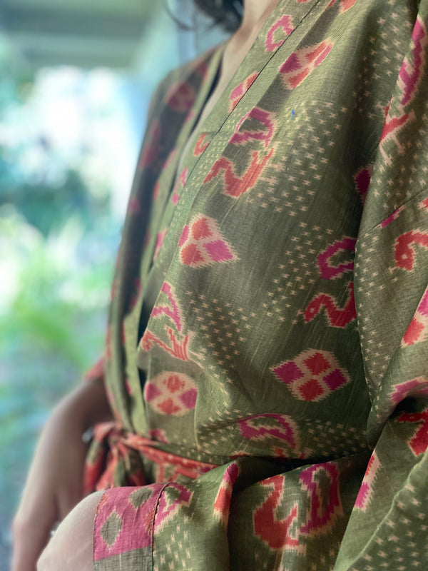 Vintage Kimono Green Mekong #10