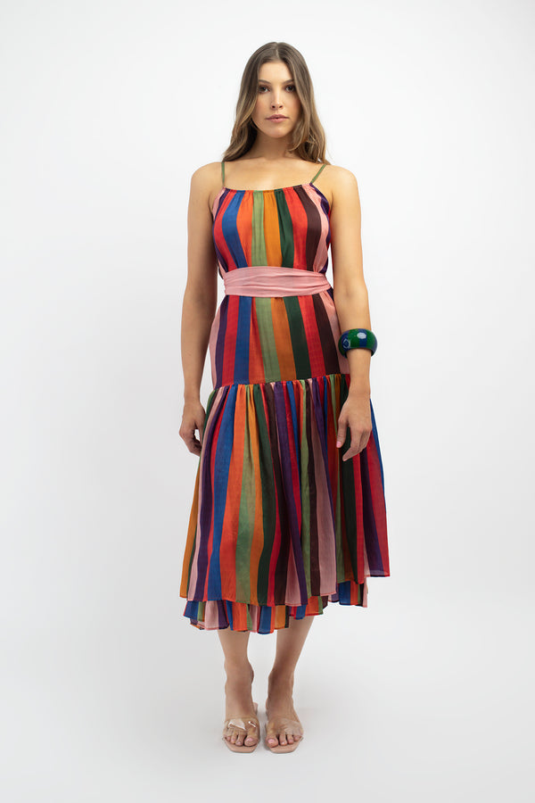For the Frill Multi Stripe Dress